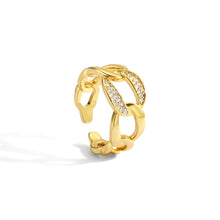 Bague chaîne cubaine sertie de diamants 