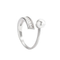 Pearl diamond Open Rings