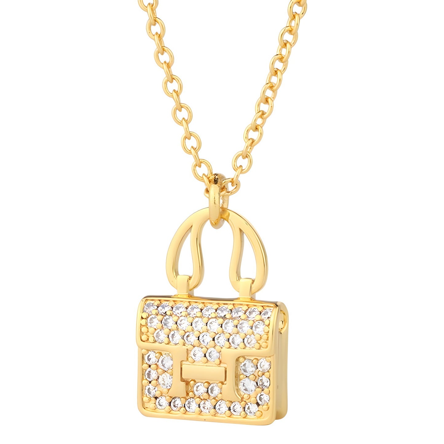 Iconic Mini Handbag Pendant – Chic Purse Charm Necklace, 18K Gold Plated