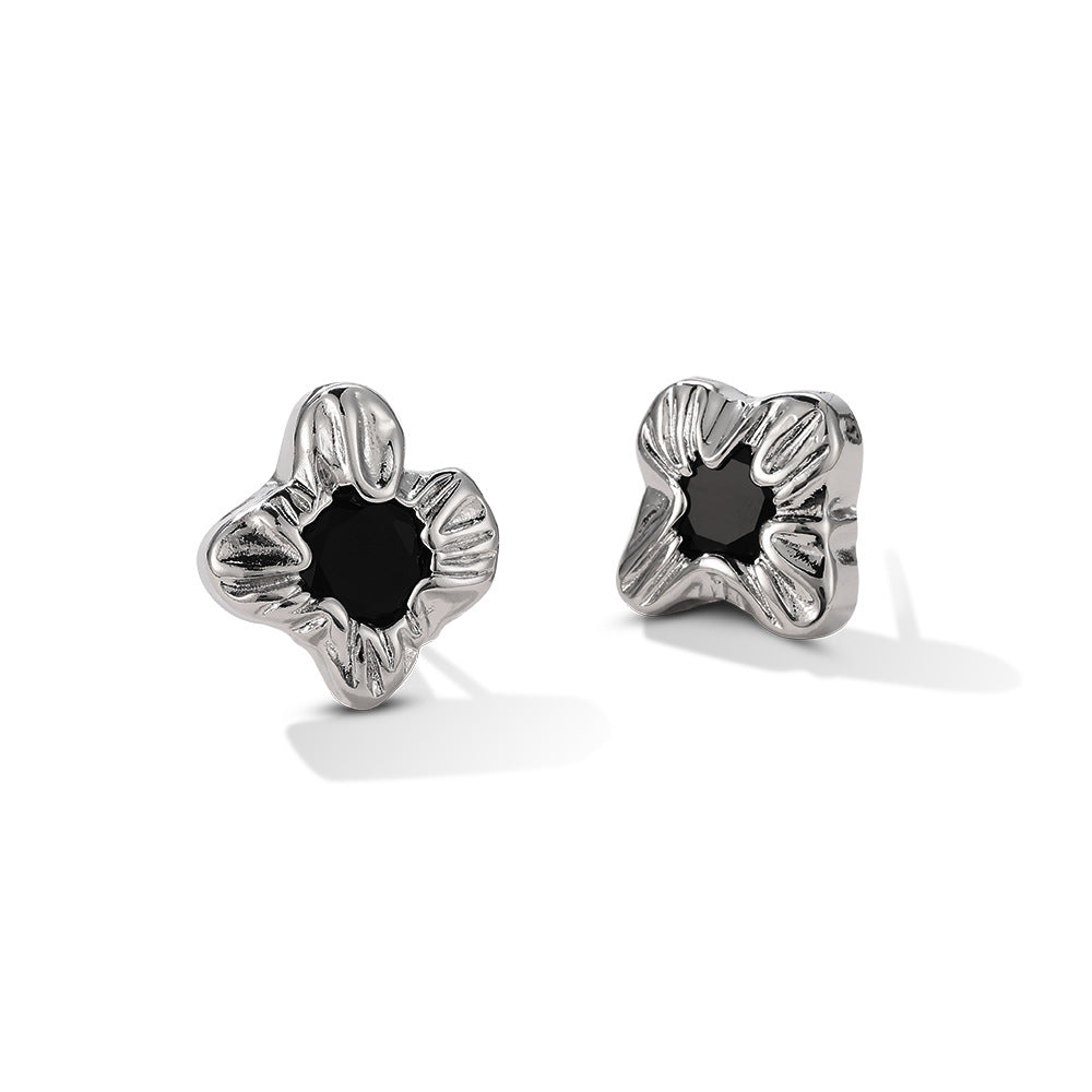 Minimalist Black Gemstone Earrings
