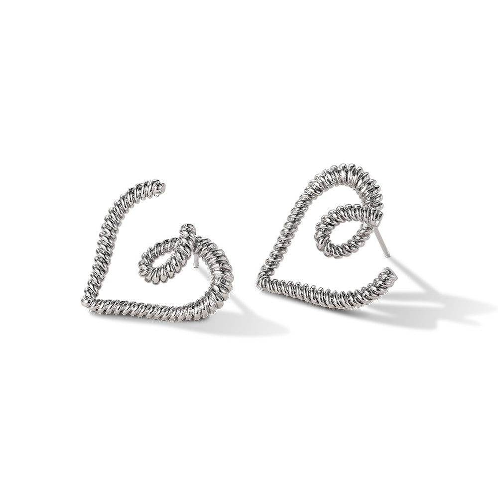 Boucles d'oreilles coeur spirale ligne 