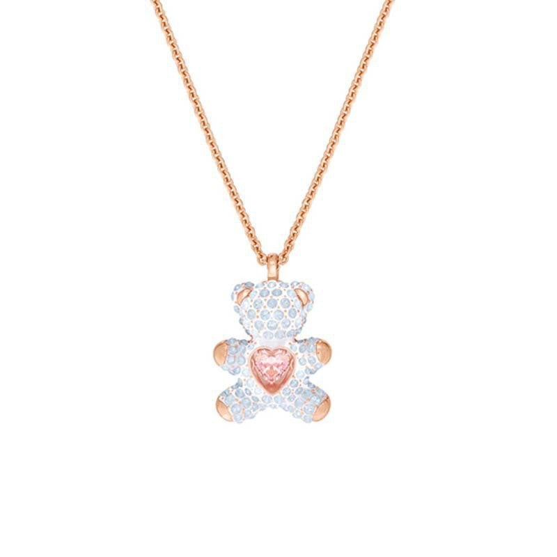 Beating Heart Teddy Bear Crystal Necklace