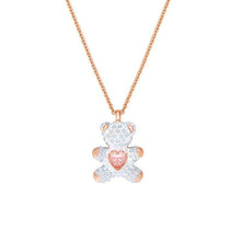 Beating Heart Teddy Bear Crystal Necklace