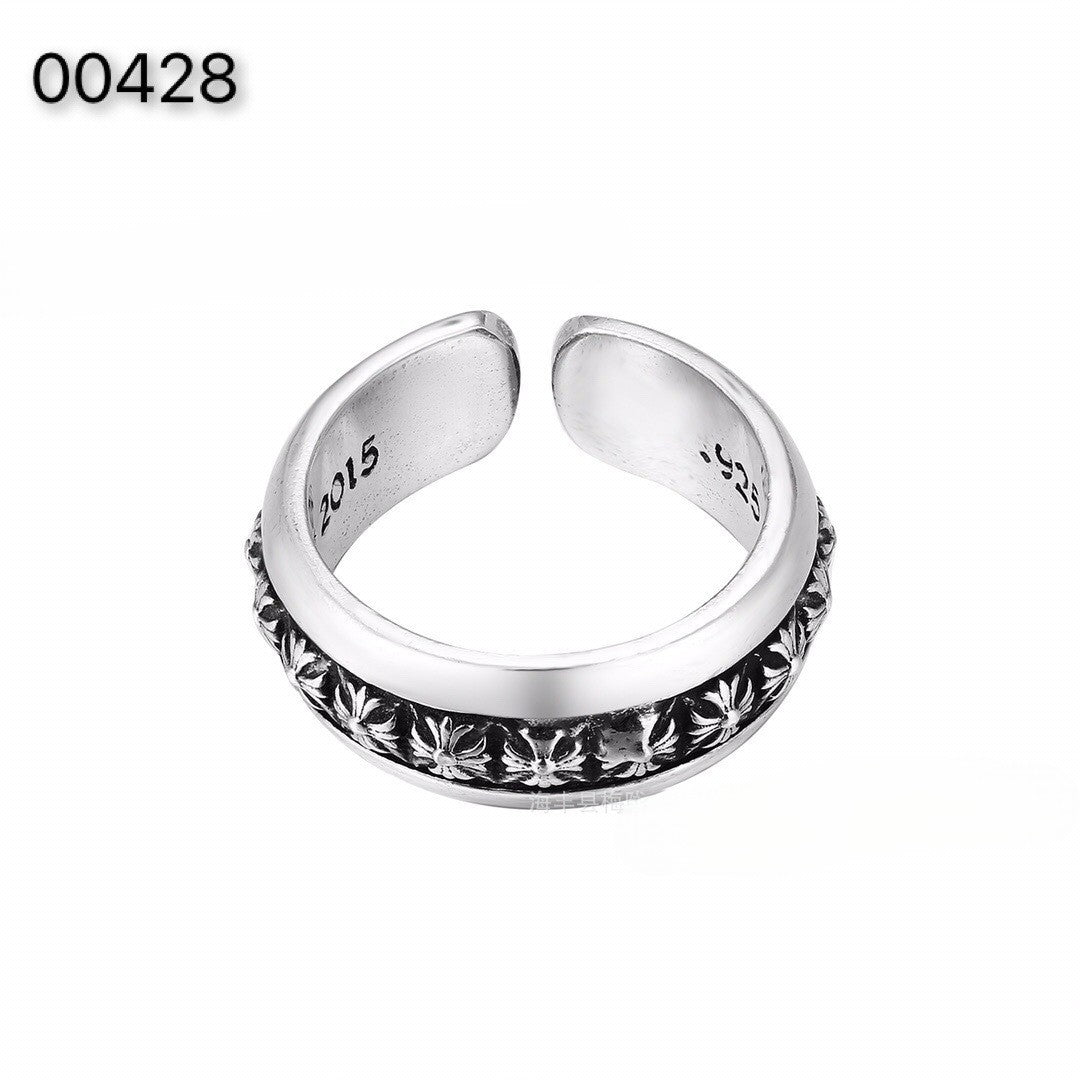 CH-S925 Silver Plated Vintage Open Hip Hop Ring