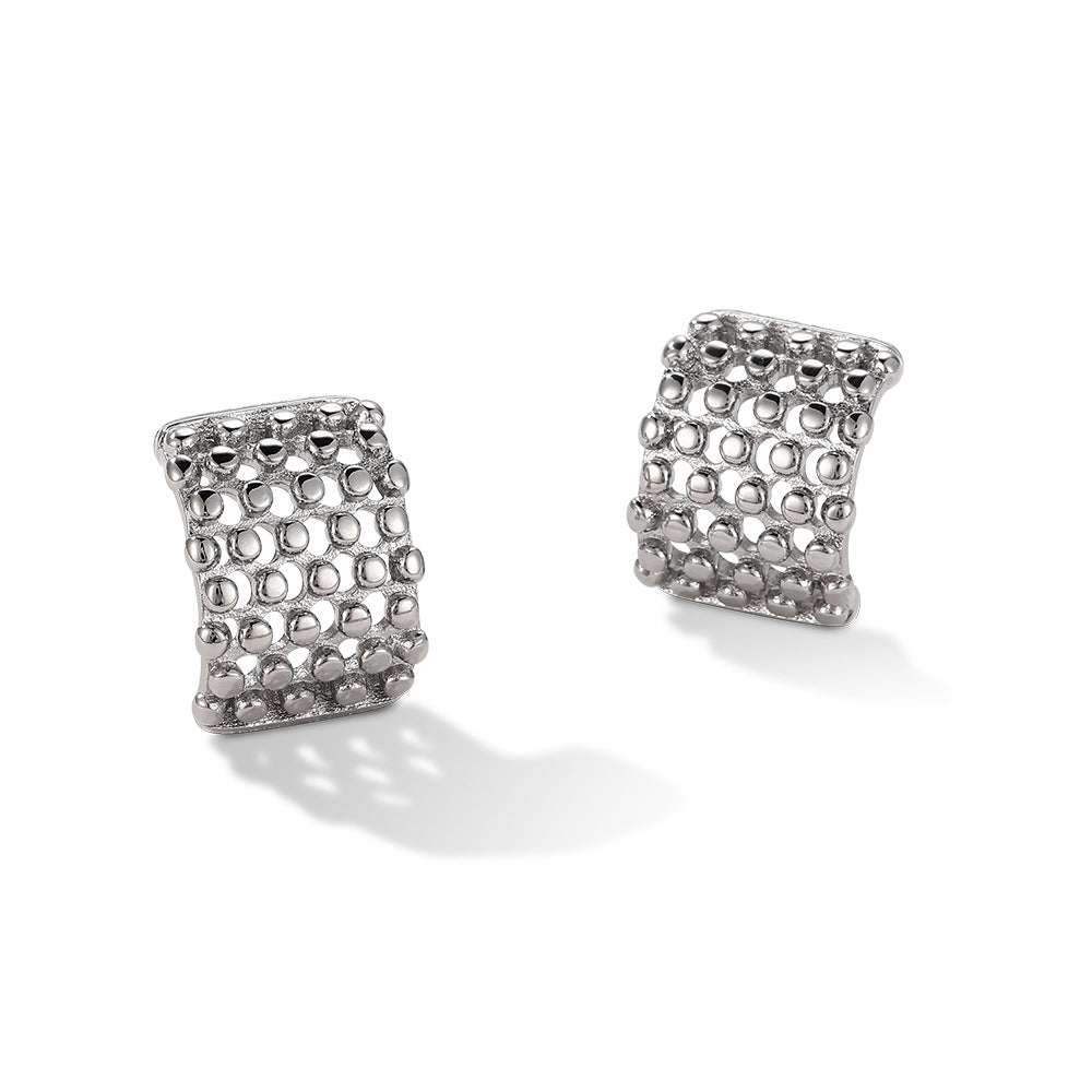 Boucles d'oreilles géométriques en maille creuse 