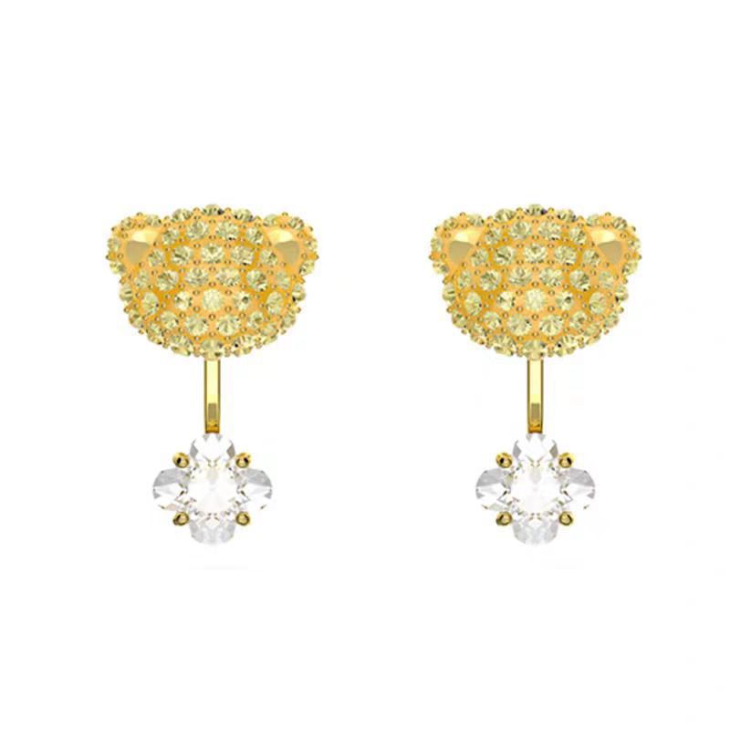 Beating Heart Teddy Bear Crystal Earrings