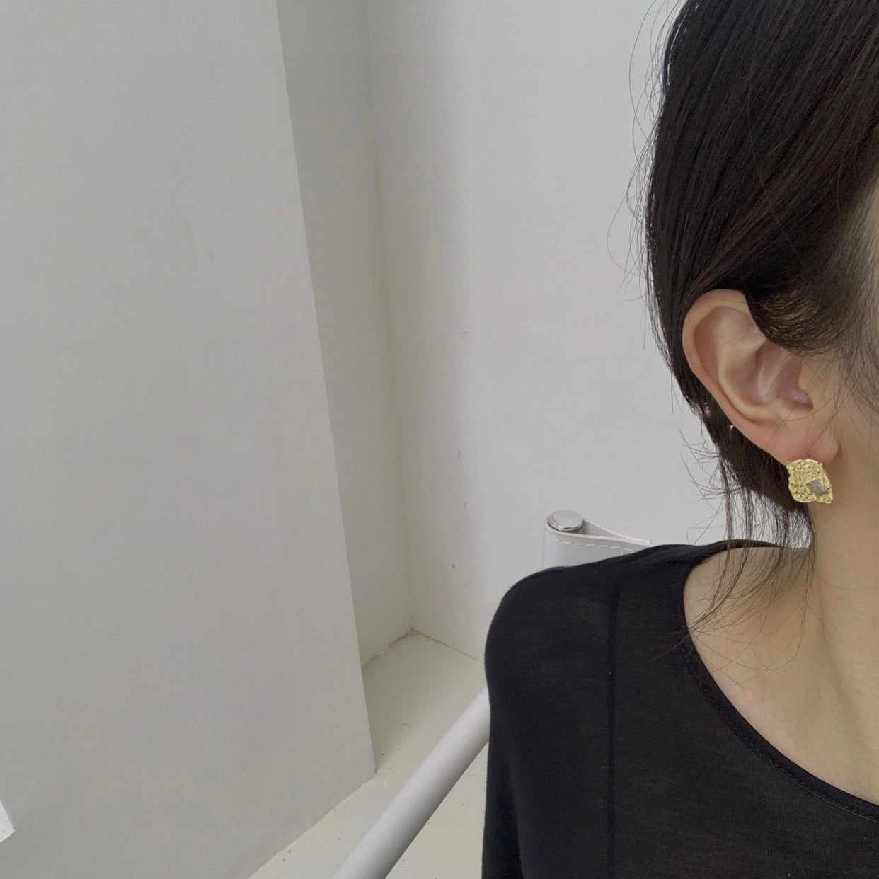 Square Geometric Diamond Texture Earrings