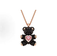 Beating Heart Teddy Bear Crystal Necklace