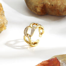 Bague chaîne cubaine sertie de diamants 