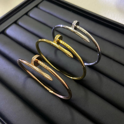 Unisex Nail Screw Bracelet – Tarnish-Free Stainless Steel Bangle, Stackable Edgy Jewelry