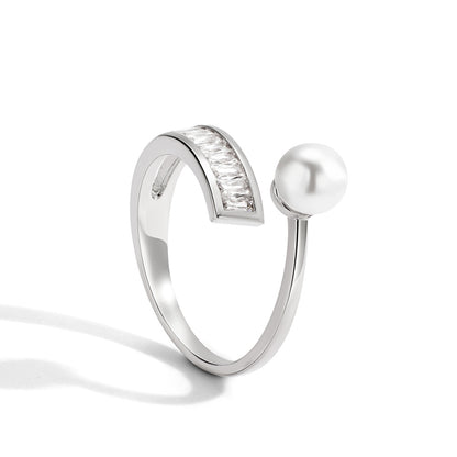 Pearl diamond Open Rings