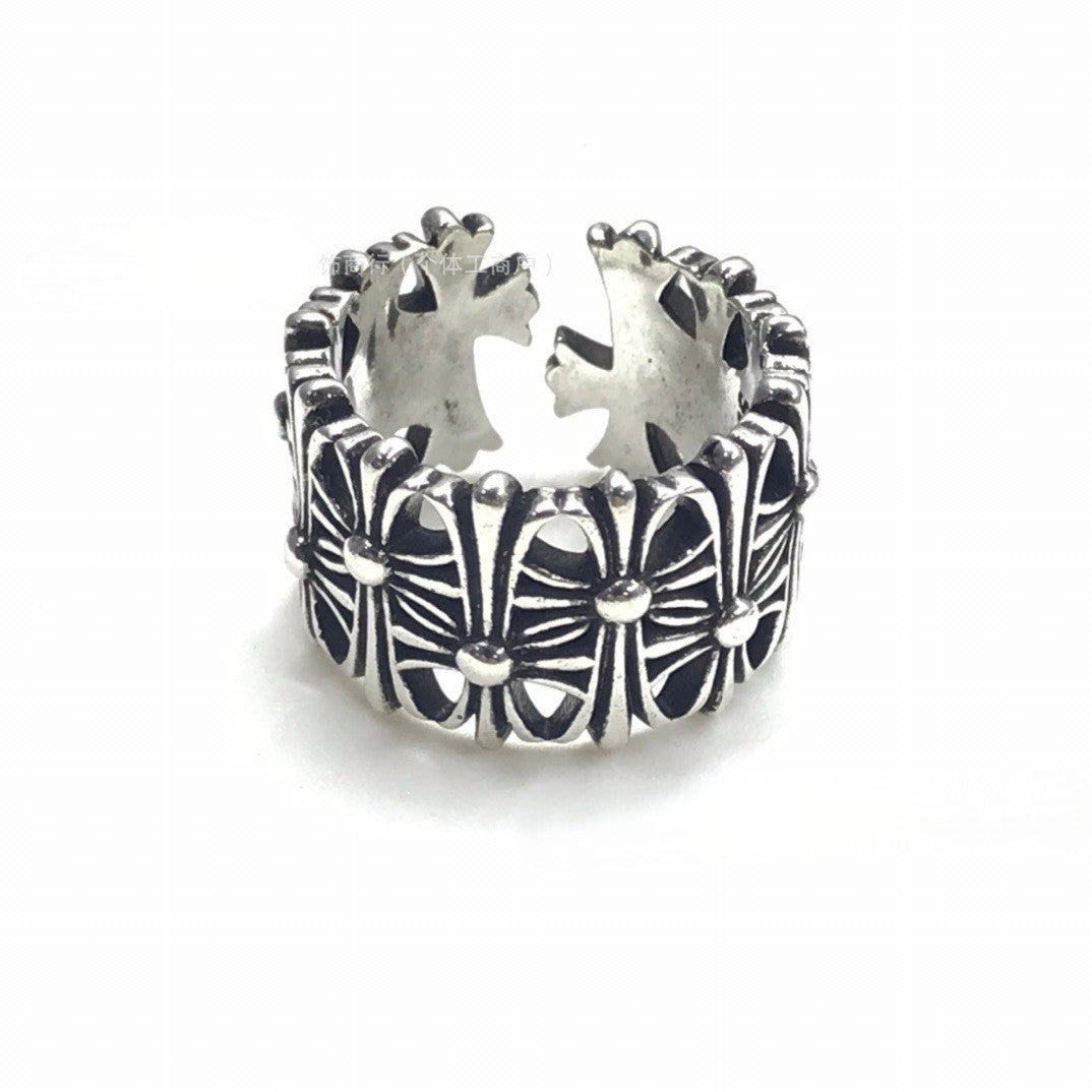 CH-S925 Silver Plated Vintage Open Hip Hop Ring
