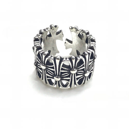 CH-S925 Silver Plated Vintage Open Hip Hop Ring（18）