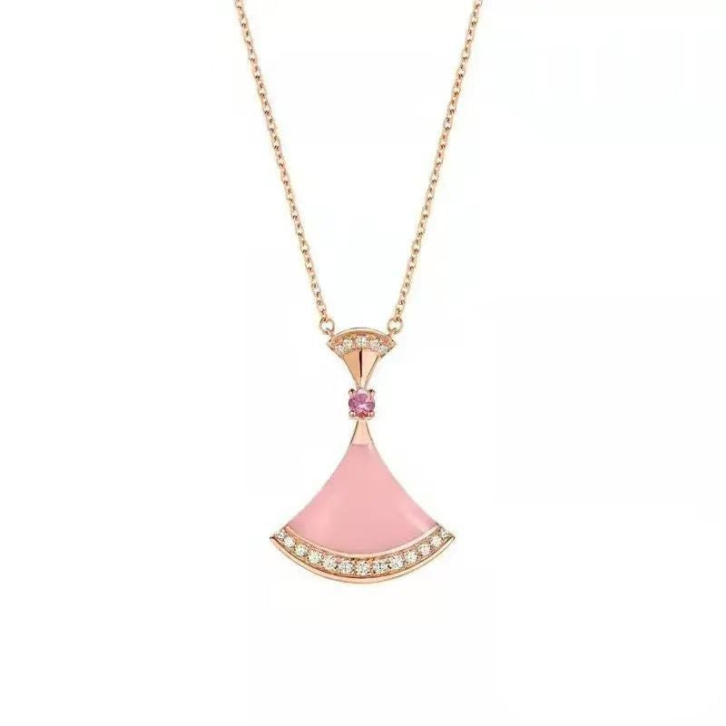 Luckcoo Fan Pendant Necklace - 18k Gold Plated Minimalist Everyday Jewelry