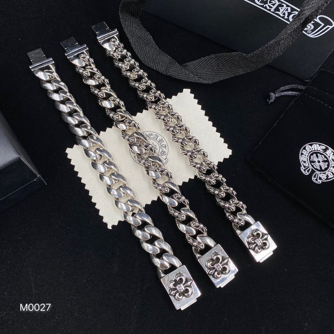 S925 Sterling Silver Hip Hop Cross Bracelet