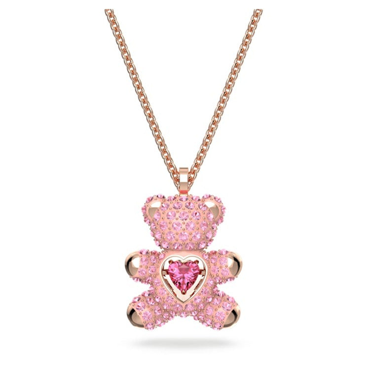 Beating Heart Teddy Bear Crystal Necklace