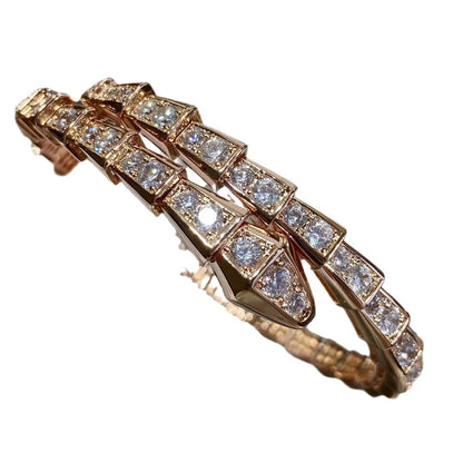 Serpent Aura Bangle – Minimalist Snake Wrap Bracelet, 18K Gold Plated Edition