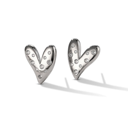 Alien Diamond Heart Earrings
