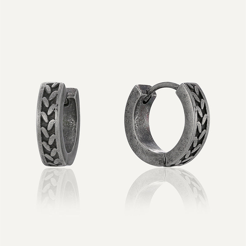 Antique Silver Tire Pattern Earrings