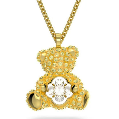 Beating Heart Teddy Bear Crystal Necklace