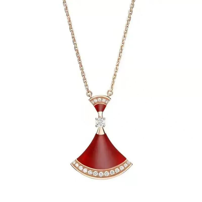 Luckcoo Fan Pendant Necklace - 18k Gold Plated Minimalist Everyday Jewelry