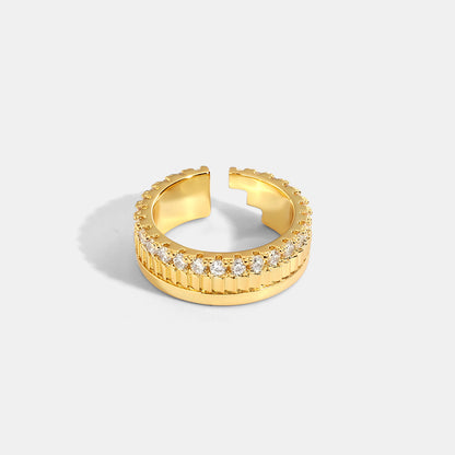 Geometric Diamond Angle Gold-plated Diamond Ring