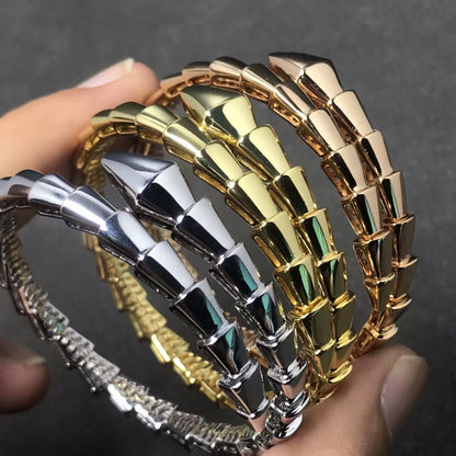 Serpent Aura Bangle – Minimalist Snake Wrap Bracelet, 18K Gold Plated Edition