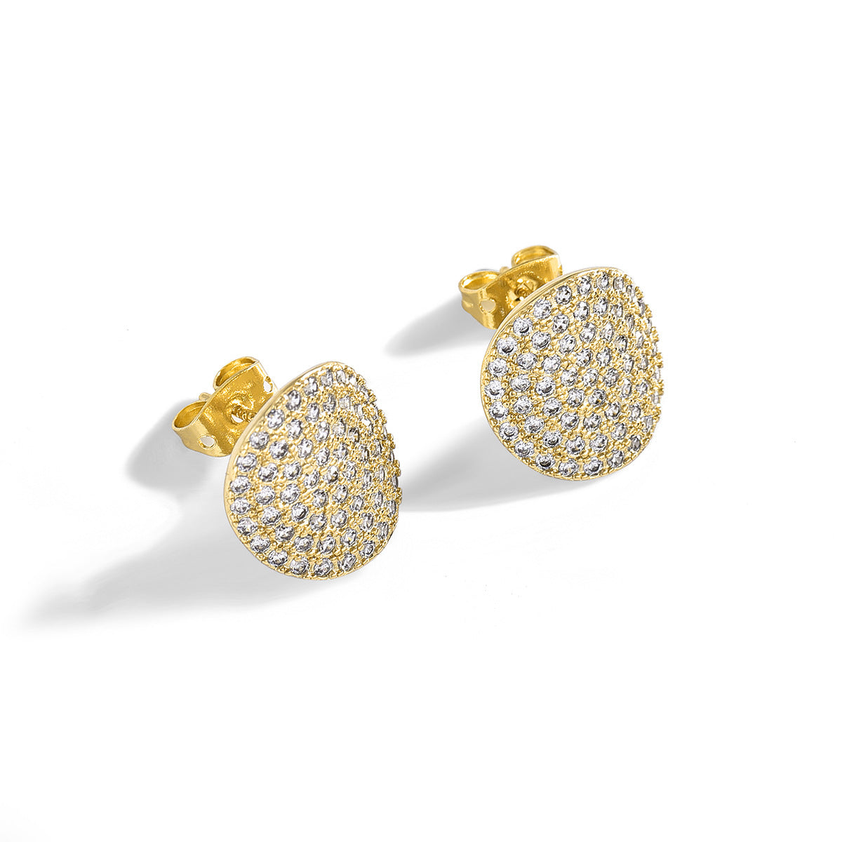 Geometric Curved Diamond Studded Earrings