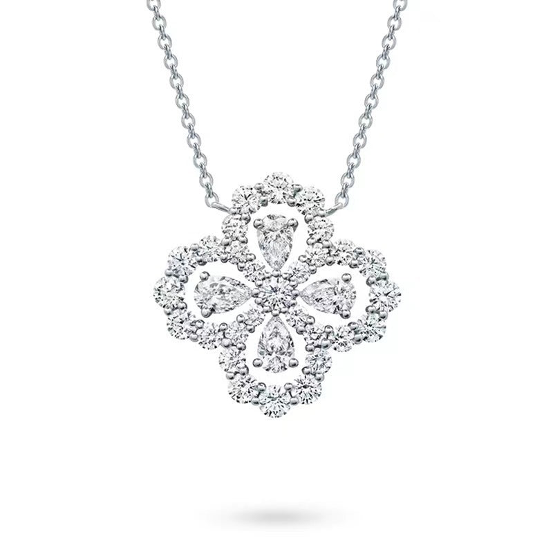 Clover Clavicle Chain Necklace – 18K Gold Plated, Sparkling Zircon Stones
