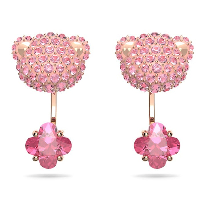 Beating Heart Teddy Bear Crystal Earrings