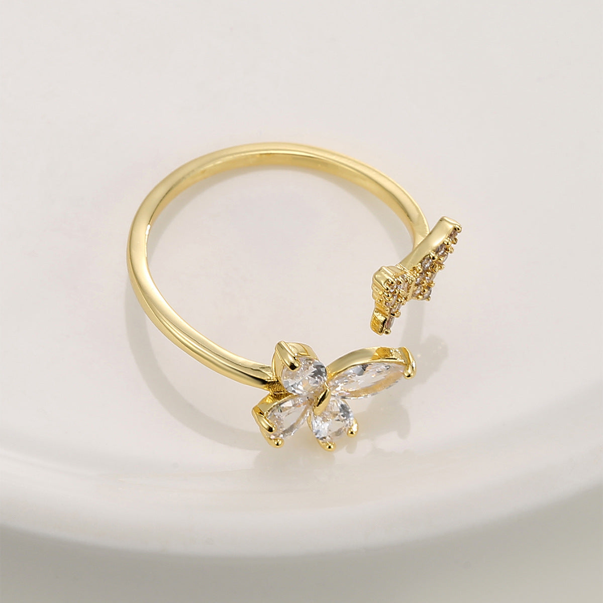 Butterfly diamond ring