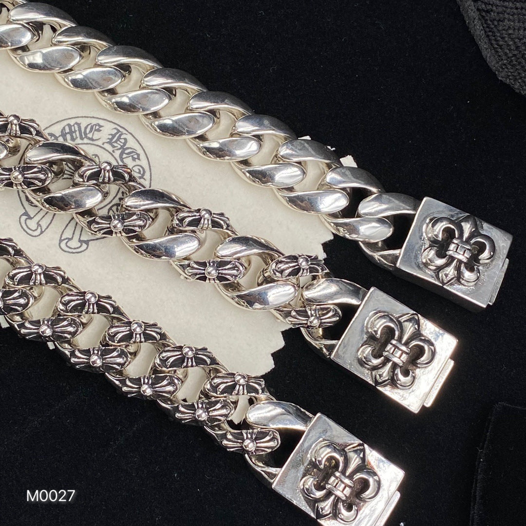 S925 Sterling Silver Hip Hop Cross Bracelet