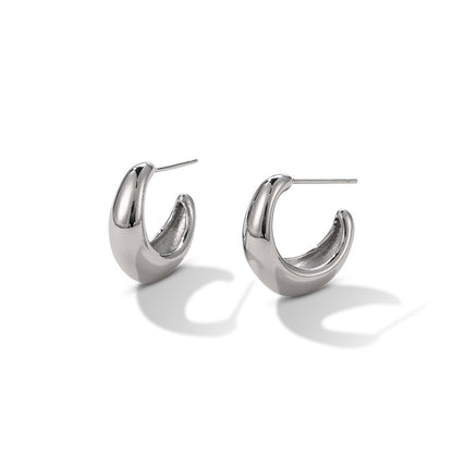 Minimalist C-shaped Half Round Earrings