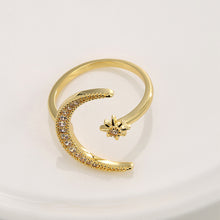 Crescent diamond-encrusted open tail ring