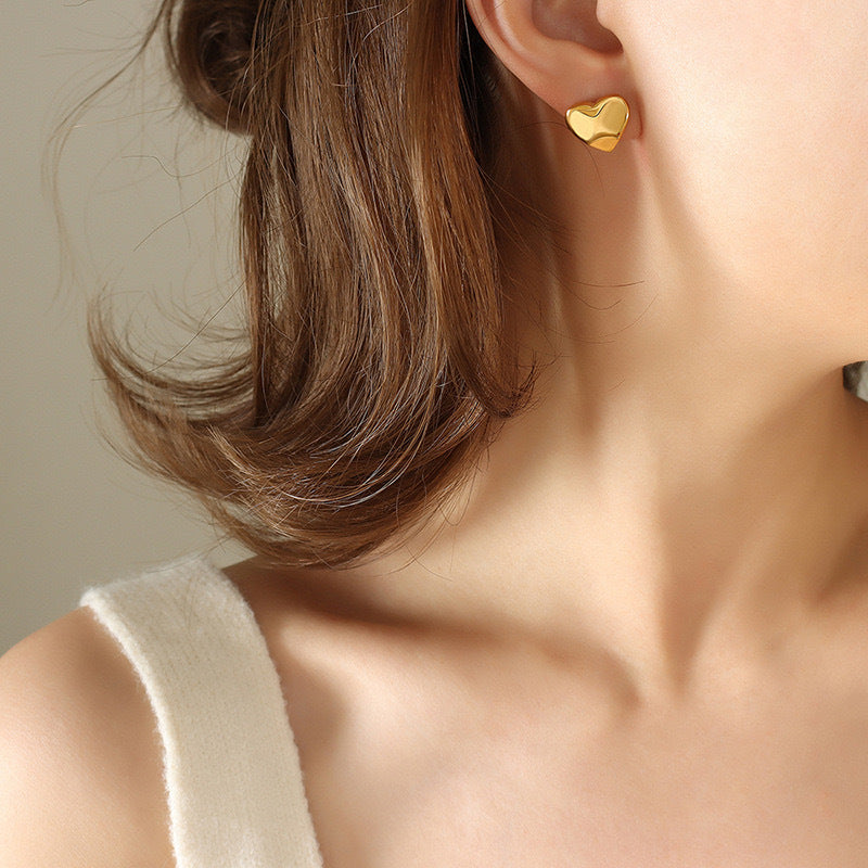 Boucles d'oreilles lisses Fashion Simple Love 