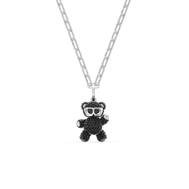 Beating Heart Teddy Bear Crystal Necklace