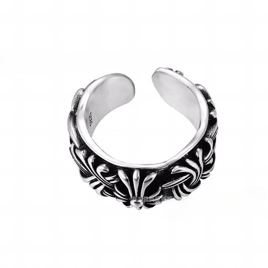 CH-S925 Silver Plated Vintage Open Hip Hop Ring（14）