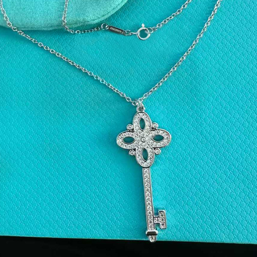 Key necklace iris cross snowflake collarbone chain