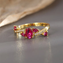 Bague de luxe simple et légère en diamant rouge 