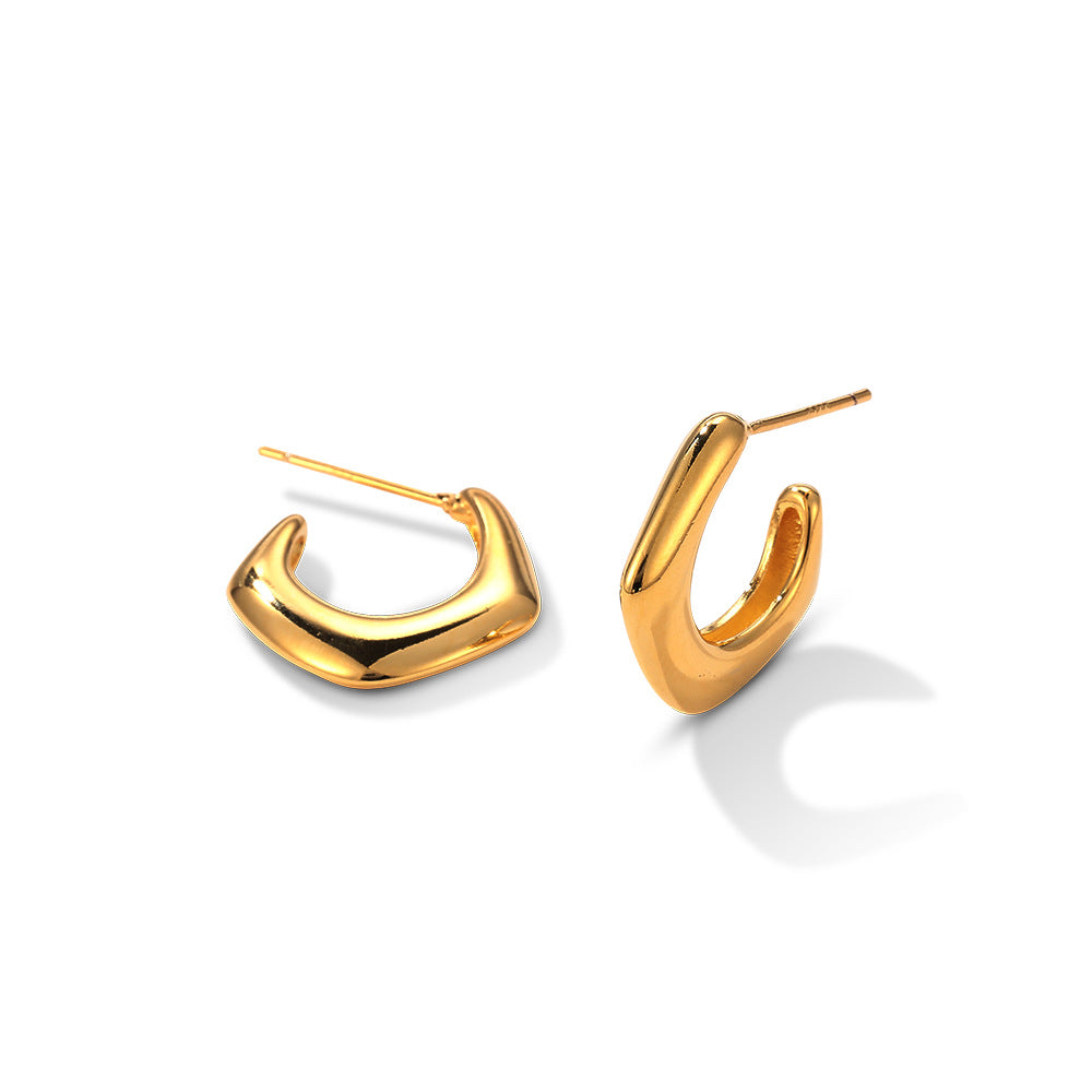 C-shaped irregular earrings