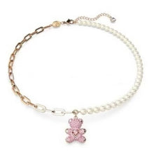 Beating Heart Teddy Bear Crystal Necklace