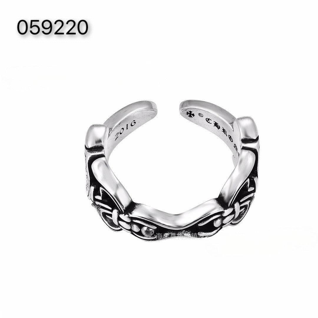 CH-S925 Silver Plated Vintage Open Hip Hop Ring