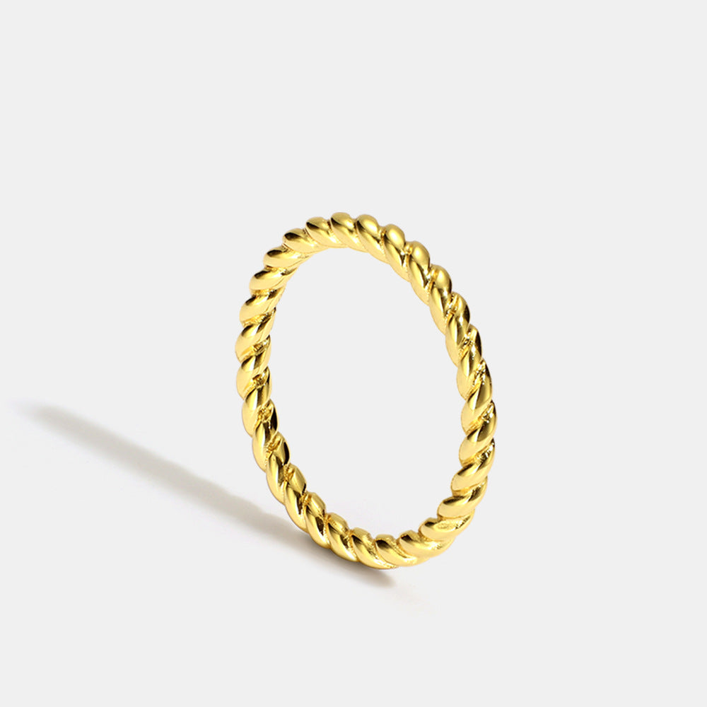 Bague queue de corde torsadée plaquée or 