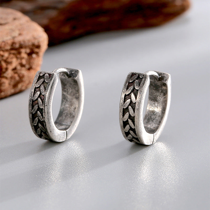 Antique Silver Tire Pattern Earrings