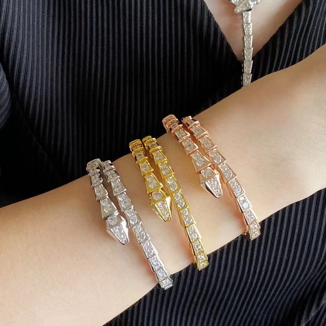 Serpent Aura Bangle – Minimalist Snake Wrap Bracelet, 18K Gold Plated Edition