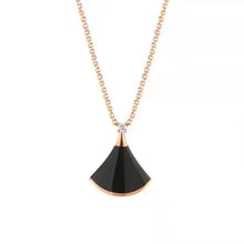 Luckcoo Fan Pendant Necklace - 18k Gold Plated Minimalist Everyday Jewelry