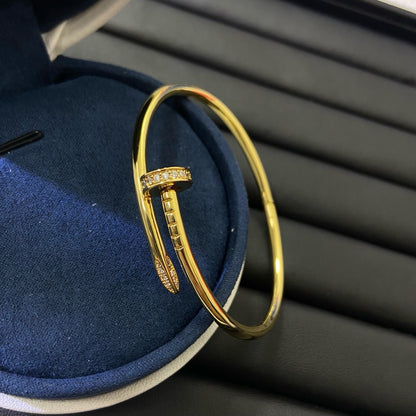 Unisex Nail Screw Bracelet – Tarnish-Free Stainless Steel Bangle, Stackable Edgy Jewelry