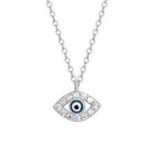 Silver-tone 925 sterling silver evil eye pendant necklace