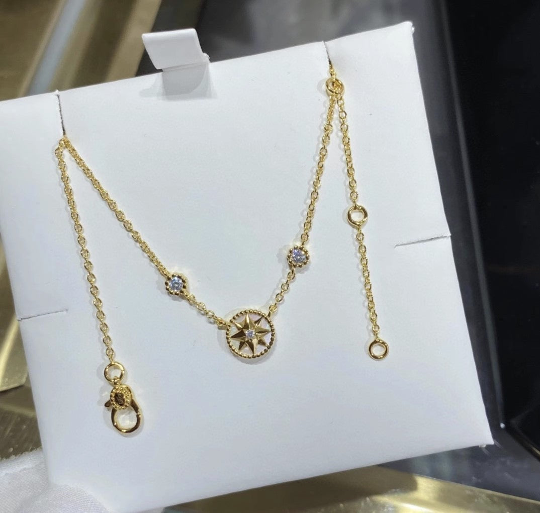 Eight-Point Star Compass Pendant Necklace LuckCoo