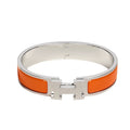 Signature H-Clasp Bangle – Minimalist & Secure Lock Bracelet, Everyday Luxury (Sliver / Orange)